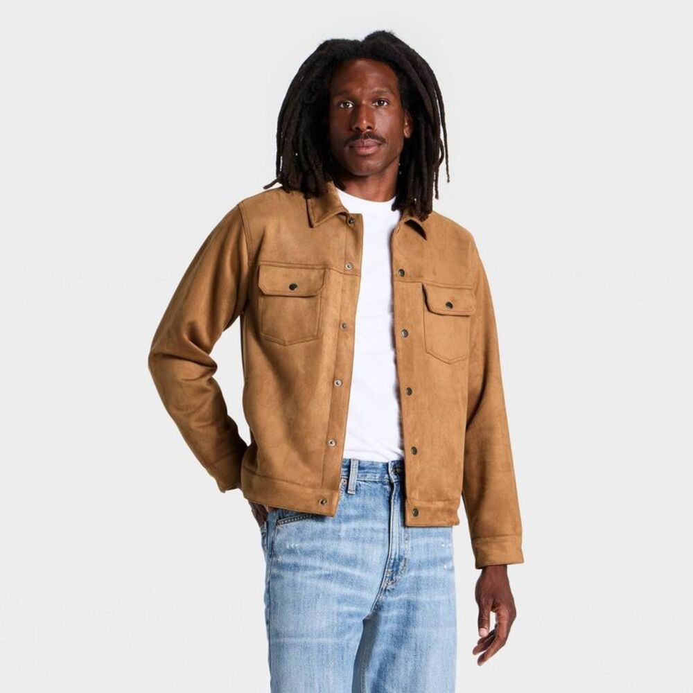 Men's Vegan Suede Jacket - Goodfellow & Co Tan M
